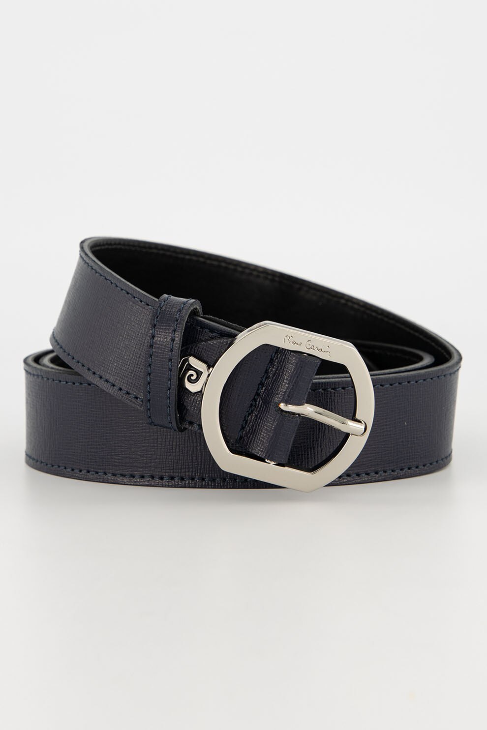 Pierre Cardin, Curea din piele cu catarama cu nit, Bleumarin, 105 Standard