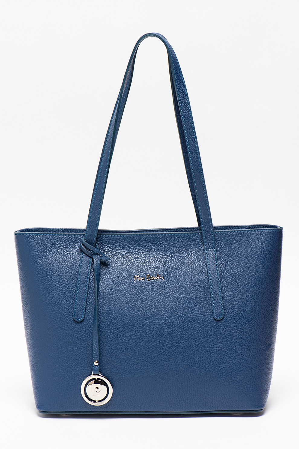 Pierre Cardin, Geanta din piele cu bareta de umar si aspect texturat Dollaro, Bleumarin