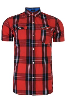Firetrap - Мъжка риза Dunloe 16731748-MP, С къс ръкав, Червено каре, S