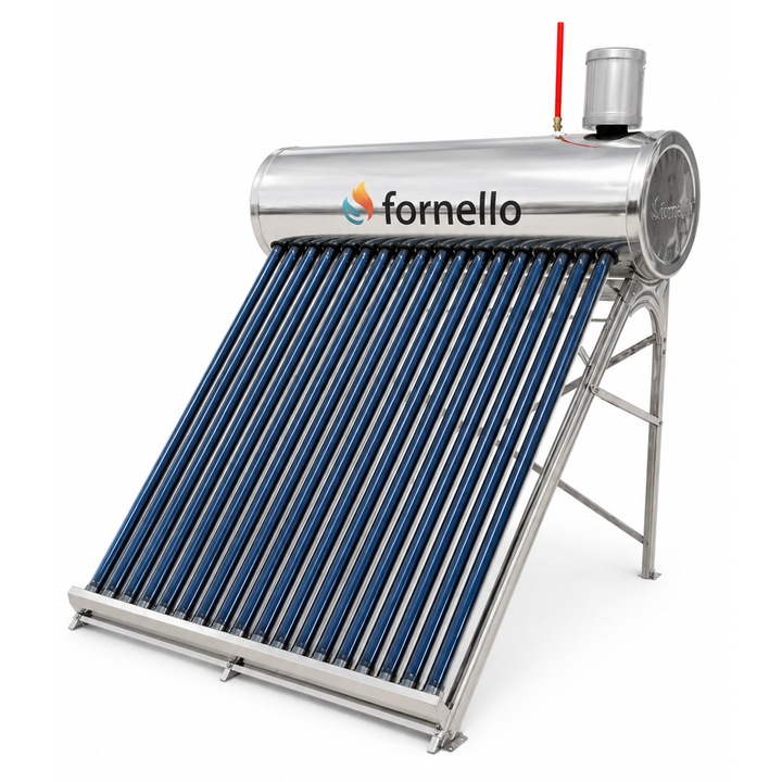 Panou solar nepresurizat Fornello pentru producere apa calda, cu rezervor inox 150 litri si 18 tuburi vidate