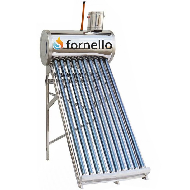 Panou solar nepresurizat Fornello pentru producere apa calda, cu rezervor inox 82 litri si 10 tuburi vidate