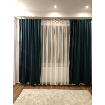 Set 2 draperii, 140x245cm, Lux Catifea 335gr/mp, Verde Set 2 draperii, 140x245cm, Lux Catifea 335gr/mp, Verde