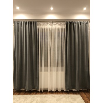 Set 2 draperii, 140x245cm, Lux Catifea 335gr/mp, Gri Set 2 draperii, 140x245cm, Lux Catifea 335gr/mp, Gri