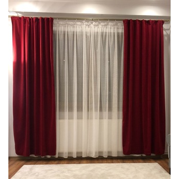 Set 2 draperii, 140x245cm, Lux Catifea 335gr/mp, Visiniu Set 2 draperii, 140x245cm, Lux Catifea 335gr/mp, Visiniu