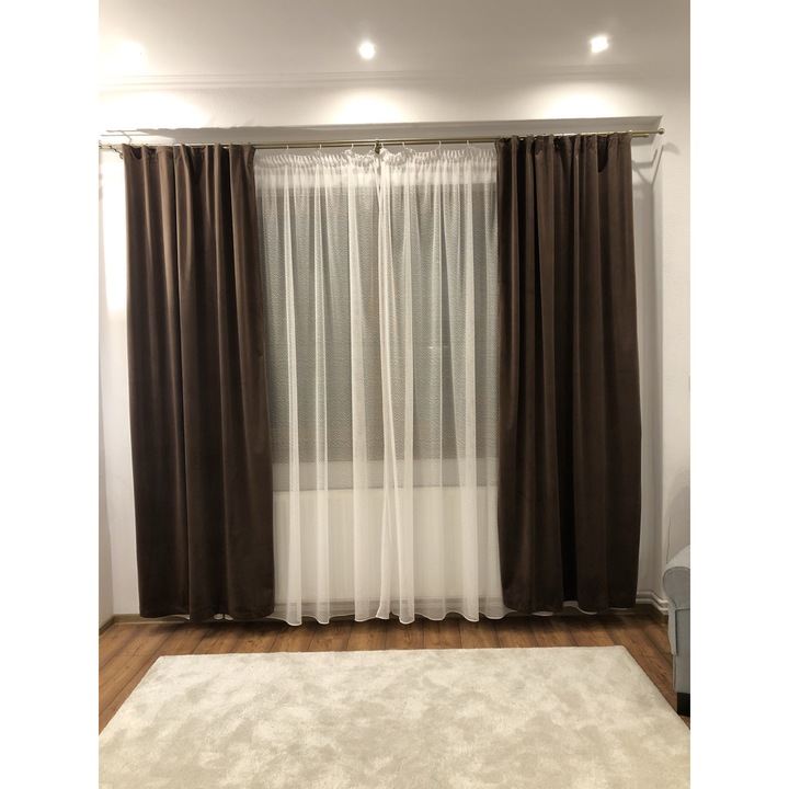 Комплект 2 пердета, 140x245см, Lux Velvet 335гр/м2, кафяво