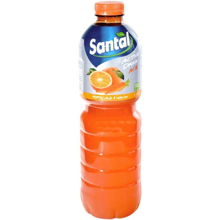 Стек натурален сок Santal Ace Active Drink, Портокал и моркови, 1.5 л, 6 броя