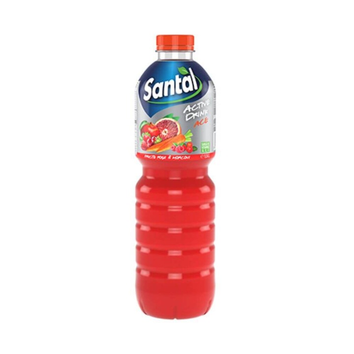 Стек натурален сок Santal Ace Active Drink, Червени плодове и моркови, 1.5 л, 6 броя