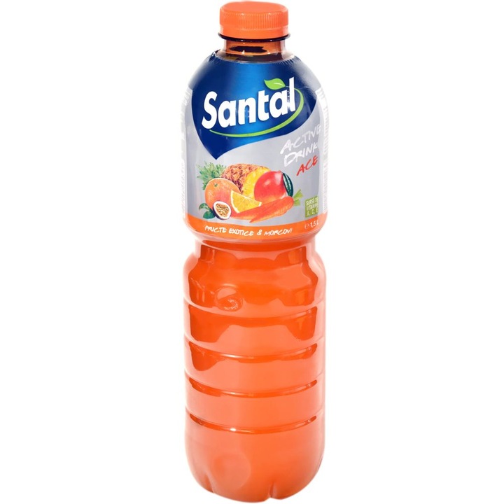 Стек натурален сок Santal Ace Active Drink, Екзотични плодове и моркови, 1.5 л, 6 броя