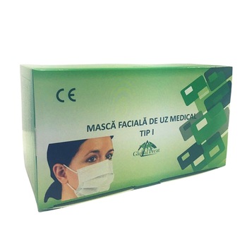Masca de uz medical, tip 1, unica folosinta albastre, 50 bucati/set Masca de uz medical, tip 1, unica folosinta albastre, 50 bucati/set