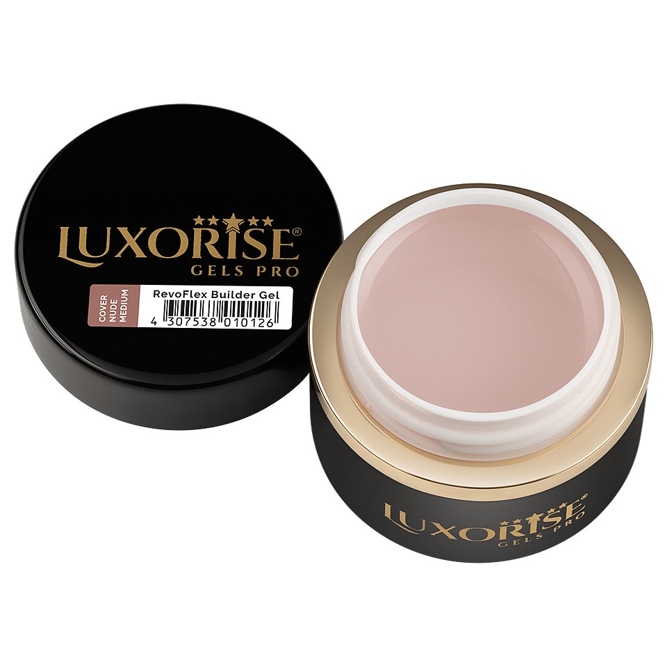 Gel UV Constructie Unghii RevoFlex LUXORISE 15ml, Cover Nude - Medium
