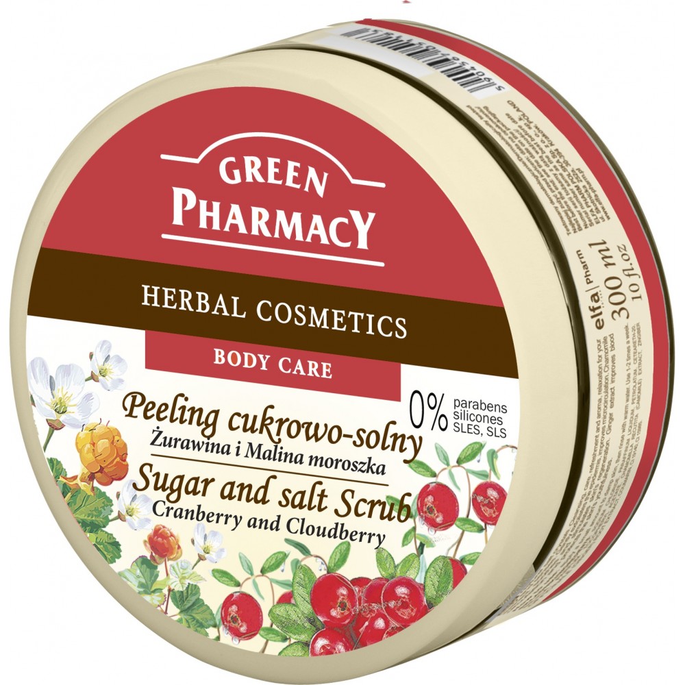 Scurb de corp cu sare si zahar, Green Pharmacy, Merisor si Mure 300ml