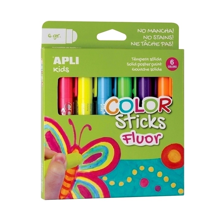Tempera solida 10g 6 culori fluorescente asortate
