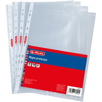 Folie de protectie Herlitz 50 microni, A4, transparent, 100 bucati/set Folie de protectie Herlitz 50 microni, A4, transparent, 100 bucati/set