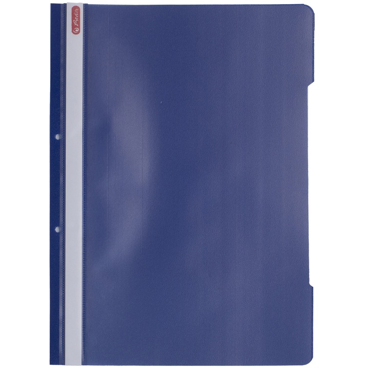 Set 50 bucati Dosar Herlitz plastic, cu sina si perforatii, A4, culoare bleumarin