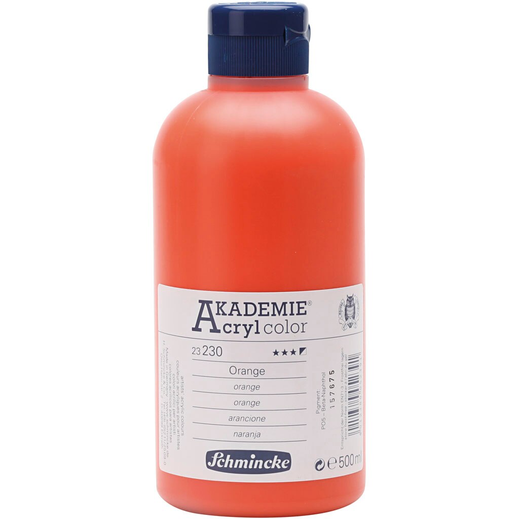 Vopsea acrilica, Schmincke AKADEMIE®, portocaliu (230), semitransparenta, 500 ml