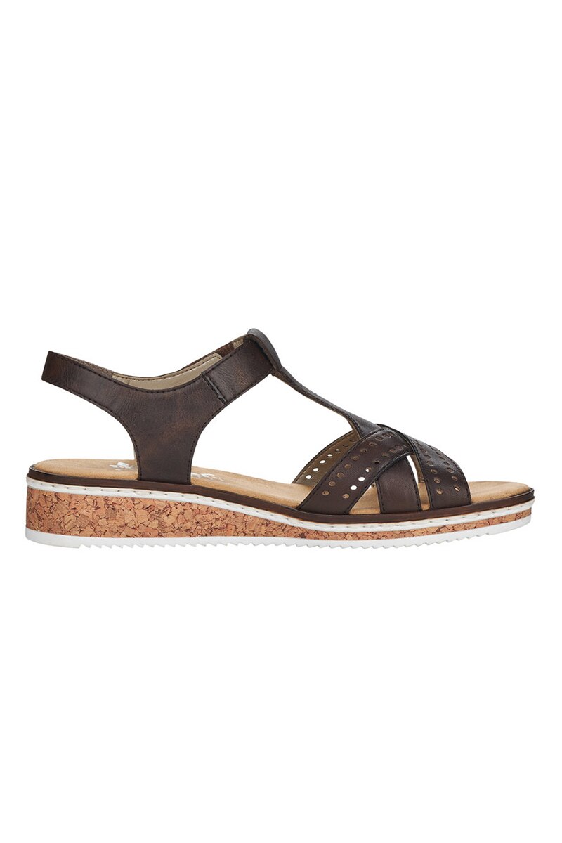 Sandale dama, Rieker, piele naturala, inchidere velcro, curele perforate