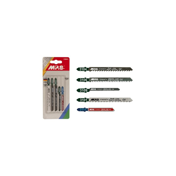 MPS комплект остриета за прободен трион с T-образна опашка за дърво/метал, 5 бр. 3198-5