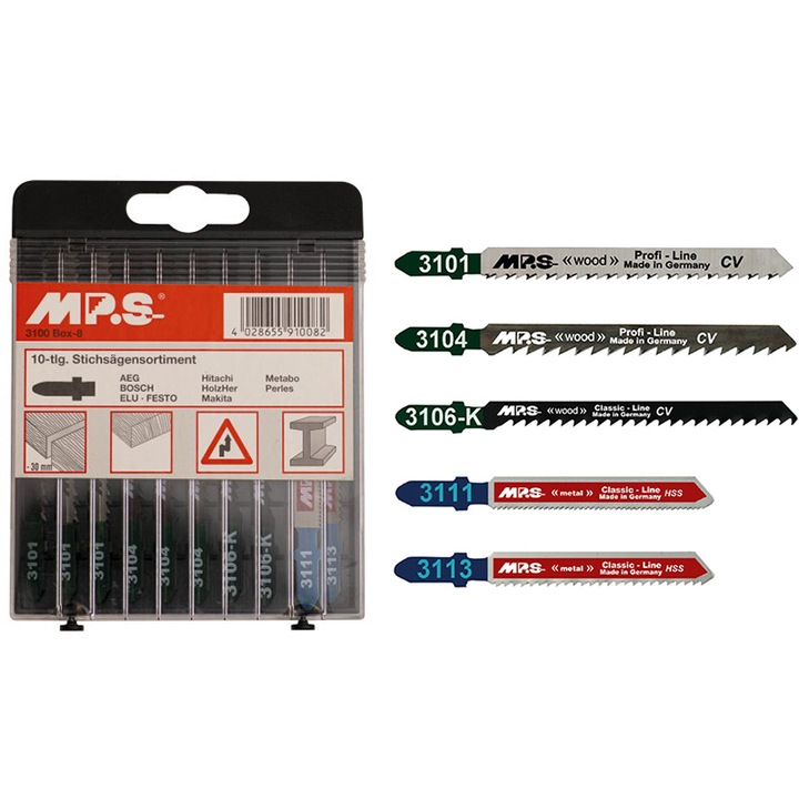 MPS комплект остриета за прободен трион за дърво/метал, 10 бр. 3100-BOX-8