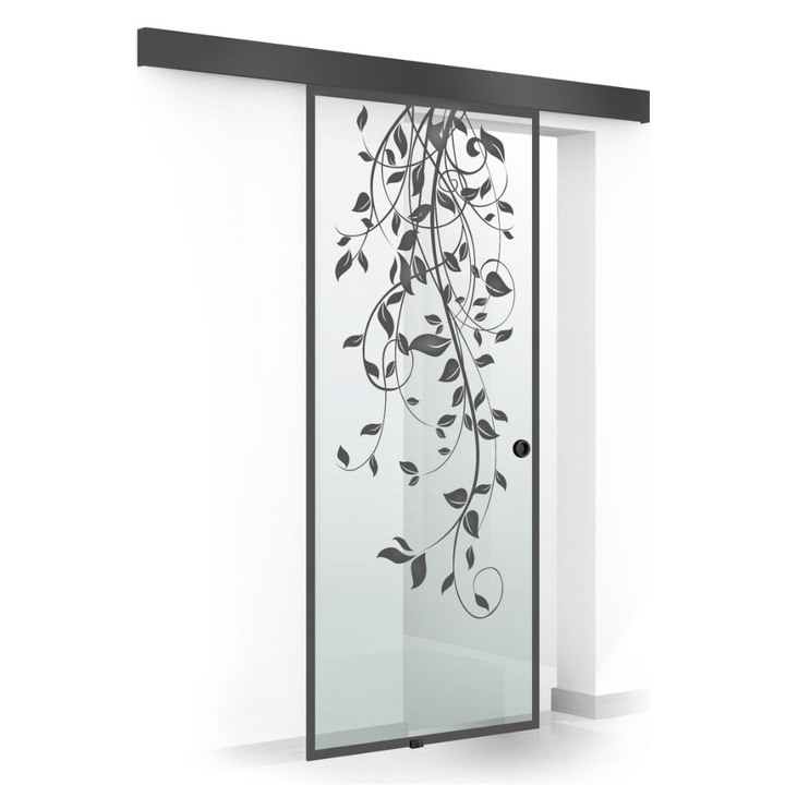 Usa culisanta Boss ® Black, model Dance negru cu chenar, 95x215 cm, sticla 8 mm clara securizata, glisanta in ambele directii