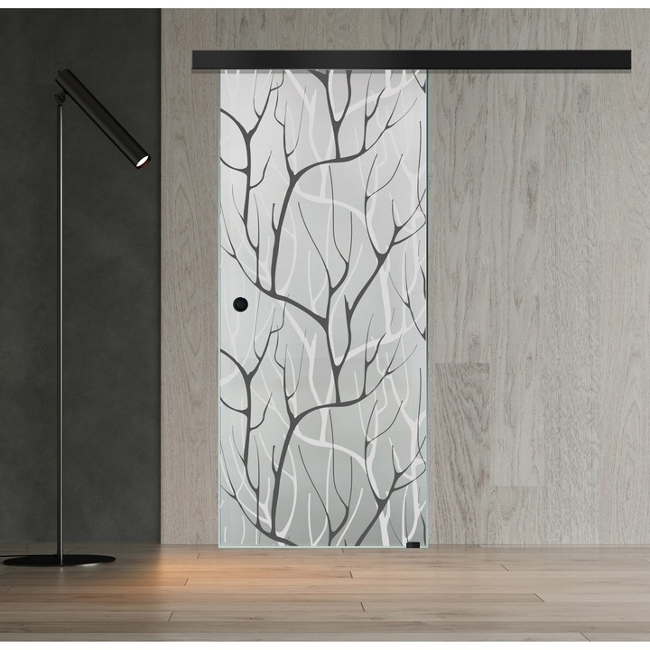 Boss Black üveg tolóajtó, fekete és incolor Suite modell, 60x215 cm, 8 mm vastag matt üveg