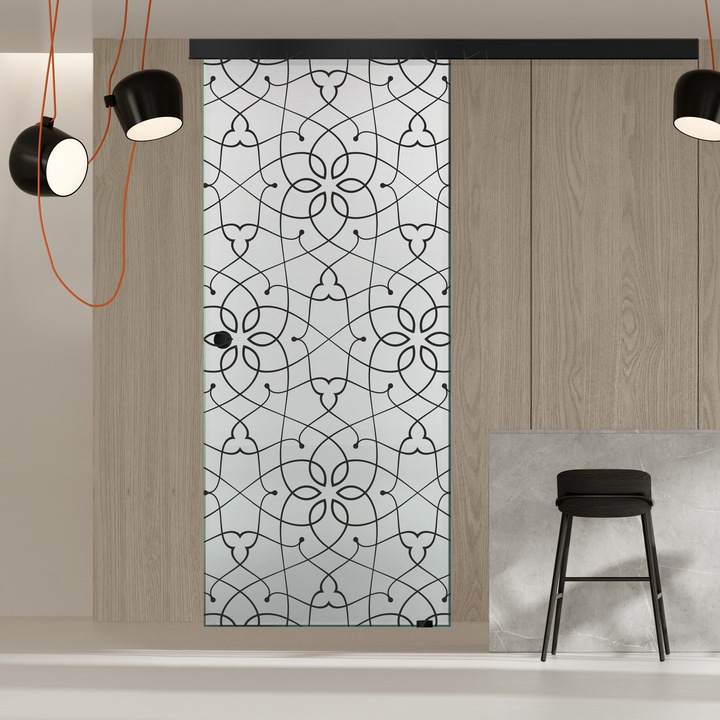 Usa culisanta Boss ® Black, model Cobalt negru, 60x215 cm, sticla 8 mm mata securizata, glisanta in ambele directii