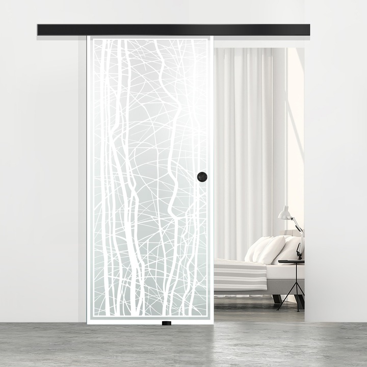 Boss Black üveg tolóajtó, fehér Manhattan modell, 60x215 cm, 8 mm vastag matt üveg