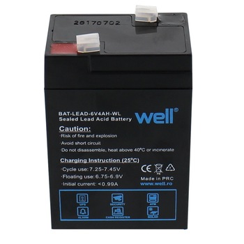 Acumulator plumb acid sigilat Well 6V 4000 mAh Acumulator plumb acid sigilat Well 6V 4000 mAh
