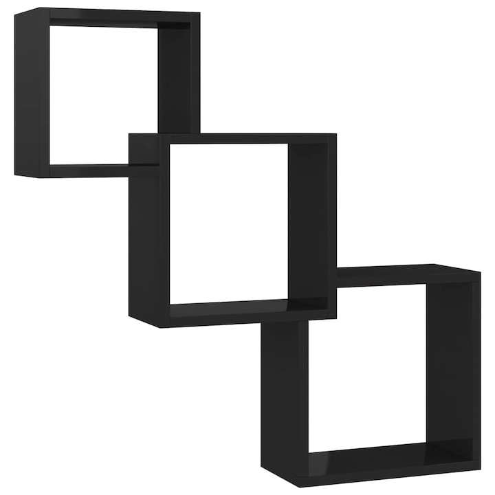 vidaXL fekete kocka alakú forgácslap fali polcok 84,5 x 15 x 27 cm