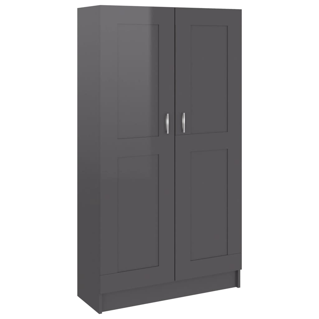 Biblioteca din pal extralucios cu 4 rafturi, vidaXL, PAL, 82.5 x 30.5 x 150 cm, Gri