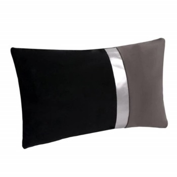 Perna decorativa catifelata bicolora Pufo Double Colour cu fermoar, negru/gri, 30 x 50 cm Perna decorativa catifelata bicolora Pufo Double Colour cu fermoar, negru/gri, 30 x 50 cm