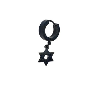 Cercel barbati, Jumpto, model stea star, negru, 13 mm Cercel barbati, Jumpto, model stea star, negru, 13 mm