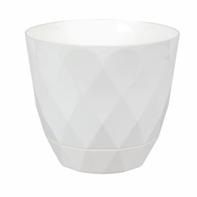 Ghiveci pentru flori cu farfurie Pufo White, 1.3 L, alb