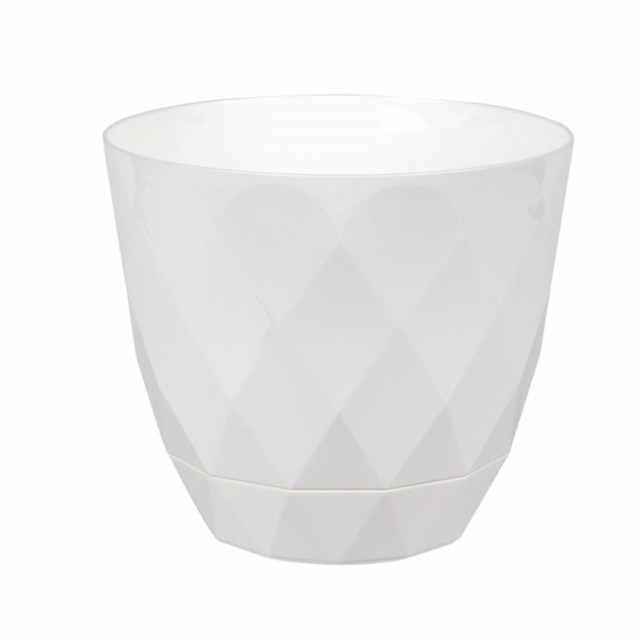 Ghiveci pentru flori cu farfurie Pufo White, 0.65 L, alb