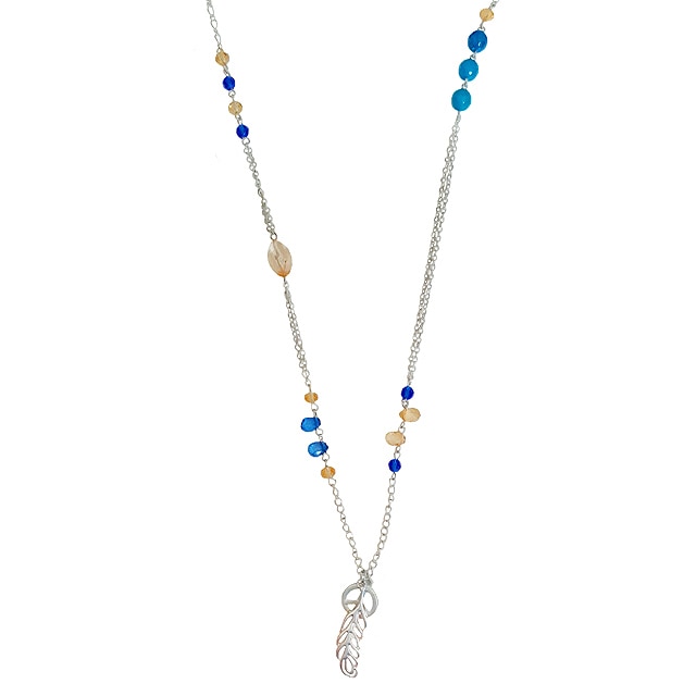 Lantisor Fashion Leader dama, argintiu, 102 cm lungime, cu pandantive