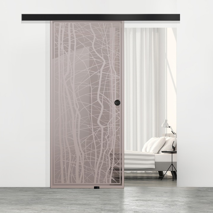 Usa culisanta Boss ® Black, model Manhattan incolor, 90x215 cm, sticla 8 mm bronz securizata, glisanta in ambele directii