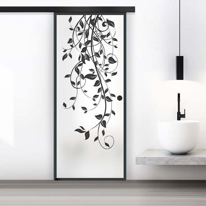 Boss Black üveg tolóajtó, fekete Dance modell, 90x215 cm, 8 mm vastag matt üveg