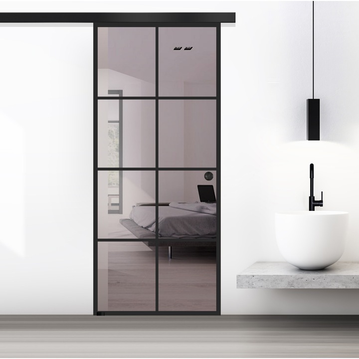 Usa culisanta Boss ® Black, model Rezidence negru, 80x215 cm, sticla 8 mm bronz securizata, glisanta in ambele directii