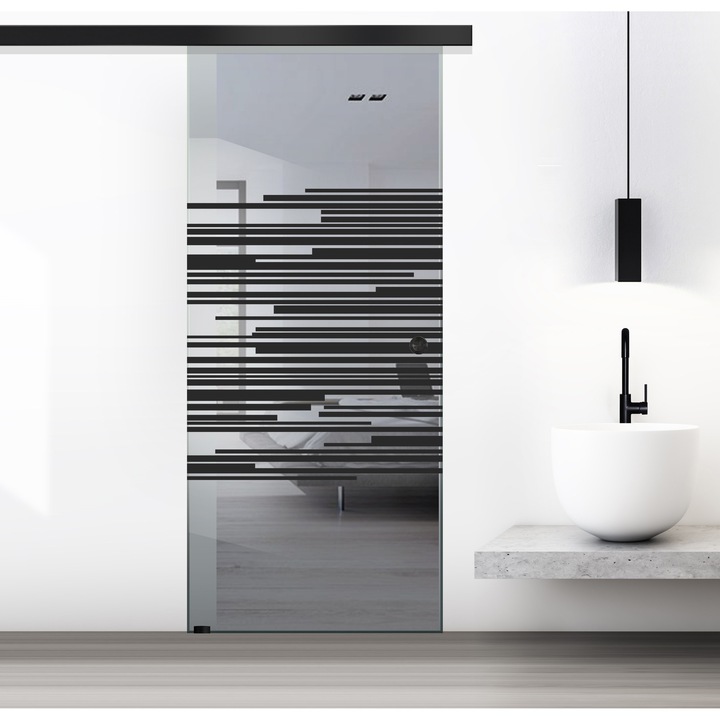 Usa glisanta Boss ® Black, model Speed negru, 90x215 cm, sticla 8 mm gri securizata, culisanta in ambele directii