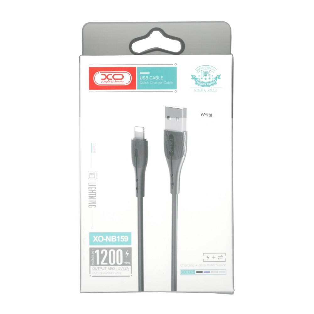 Cablu de date si incarcare XO NB-159, Lightning, alb