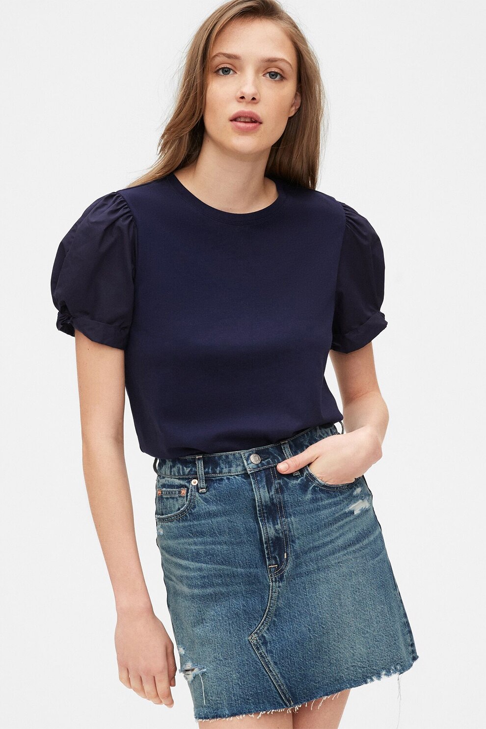 GAP, Tricou cu maneci bufante, Bleumarin inchis