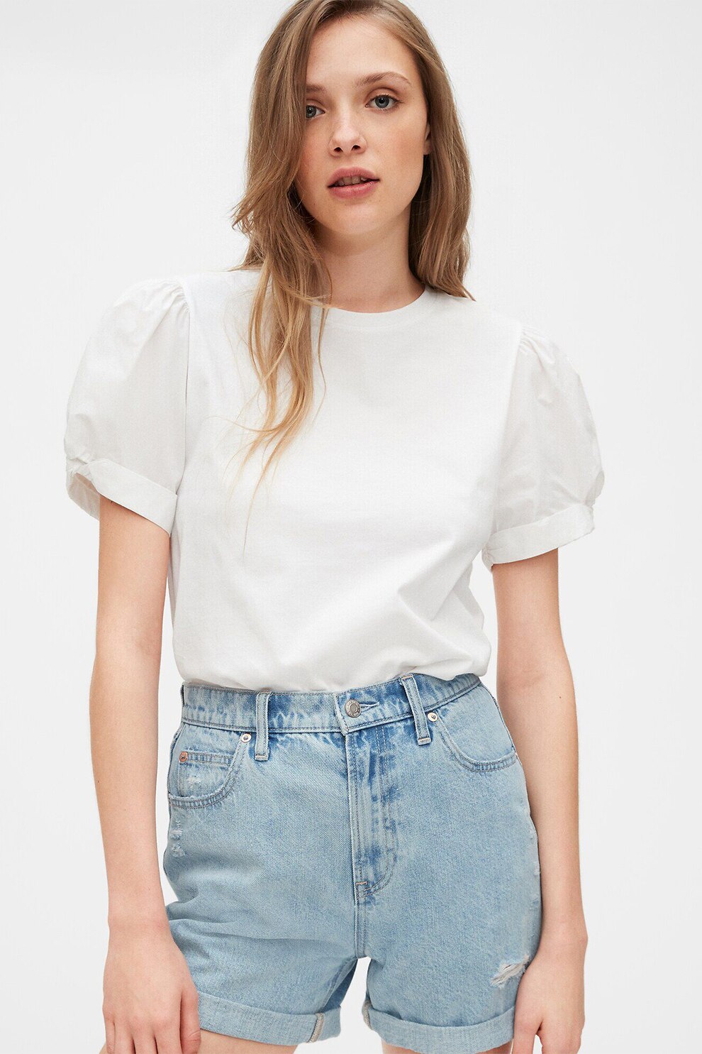 GAP, Tricou cu maneci bufante, Alb