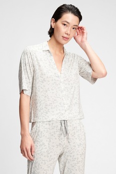 GAP, Bluza de pijama din amestec de modal, Maro taupe deschis/Gri cenusa GAP, Bluza de pijama din amestec de modal, Maro taupe deschis/Gri cenusa