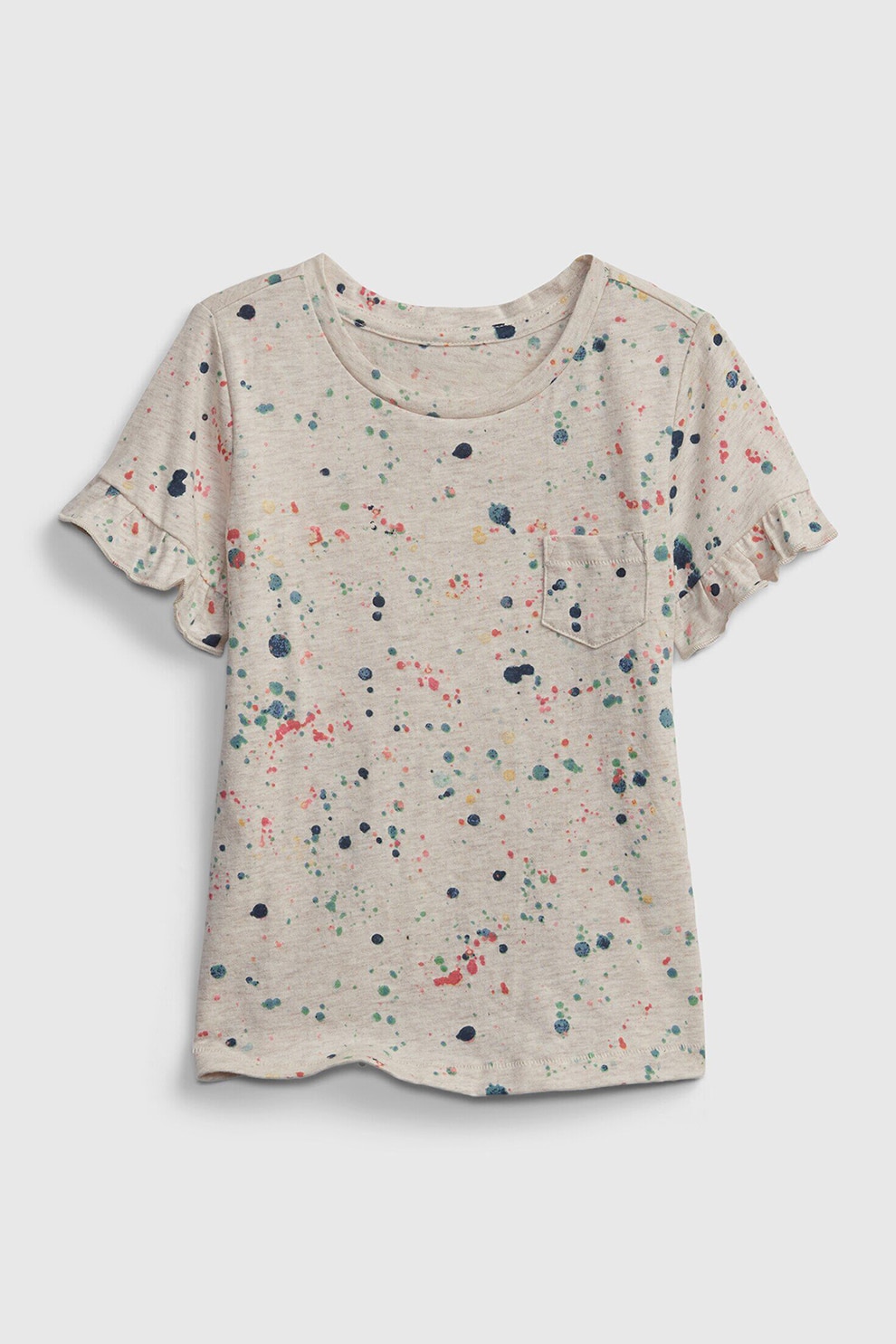 GAP, Tricou cu decolteu la baza gatului si buzunar pe piept, Maro camel/Bleumarin/Oranj