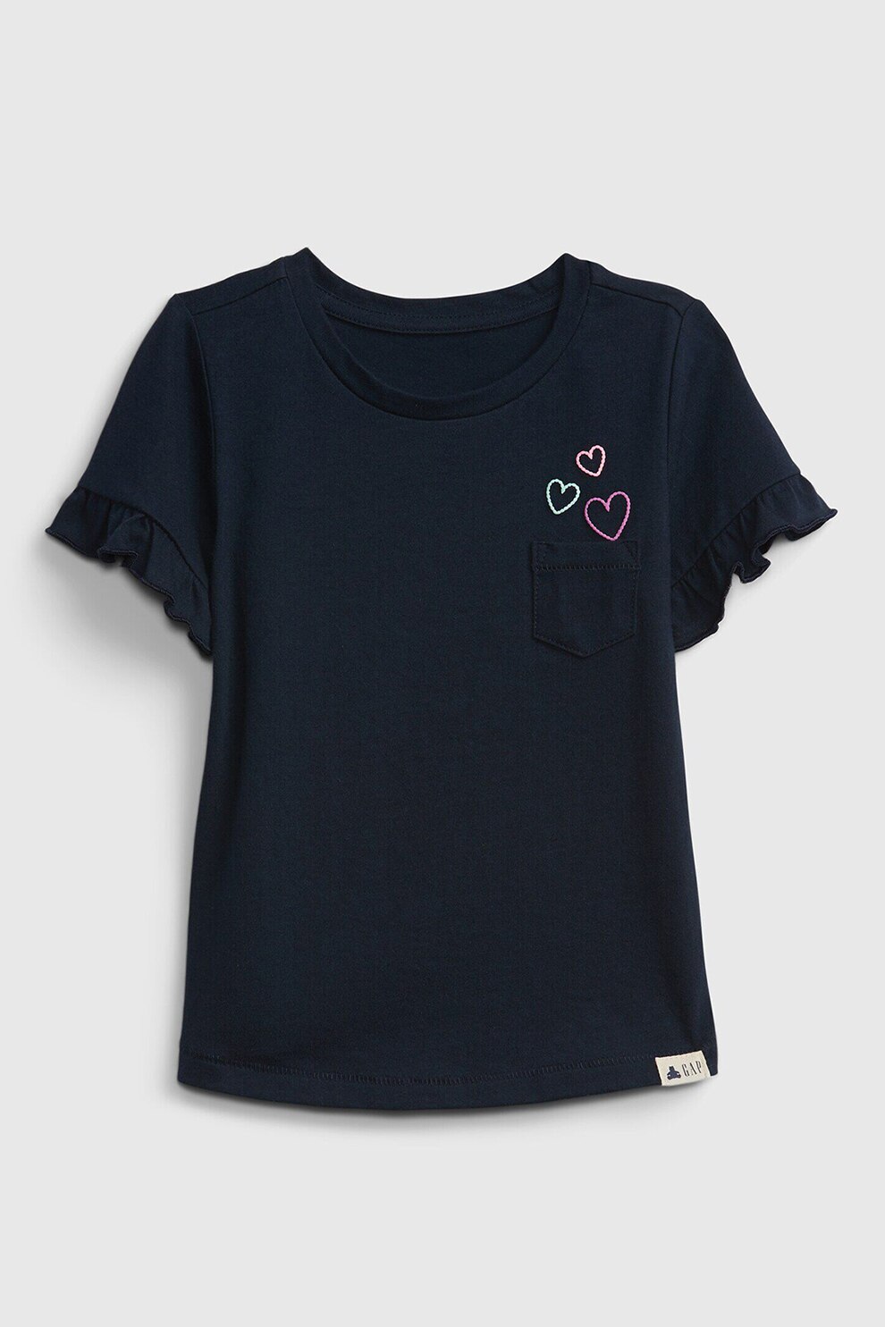 GAP, Tricou cu decolteu la baza gatului si buzunar pe piept, Negru