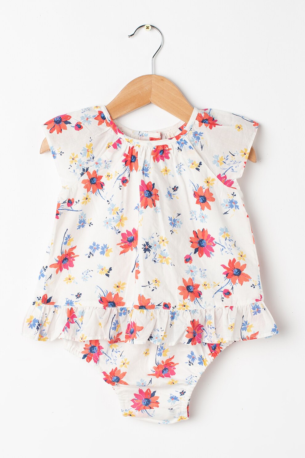 GAP, Set de 2 piese cu rochie si chiloti, fete, cu imprimeu floral, Alb, 50 CM