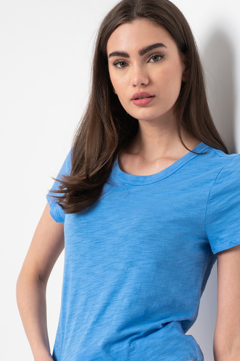 GAP, Tricou din bumbac cu decolteu rotund, Albastru deschis