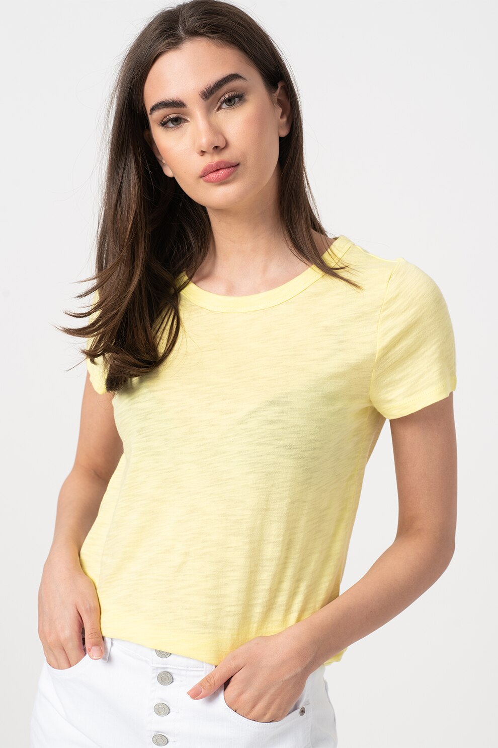 GAP, Tricou din bumbac cu decolteu rotund, Galben