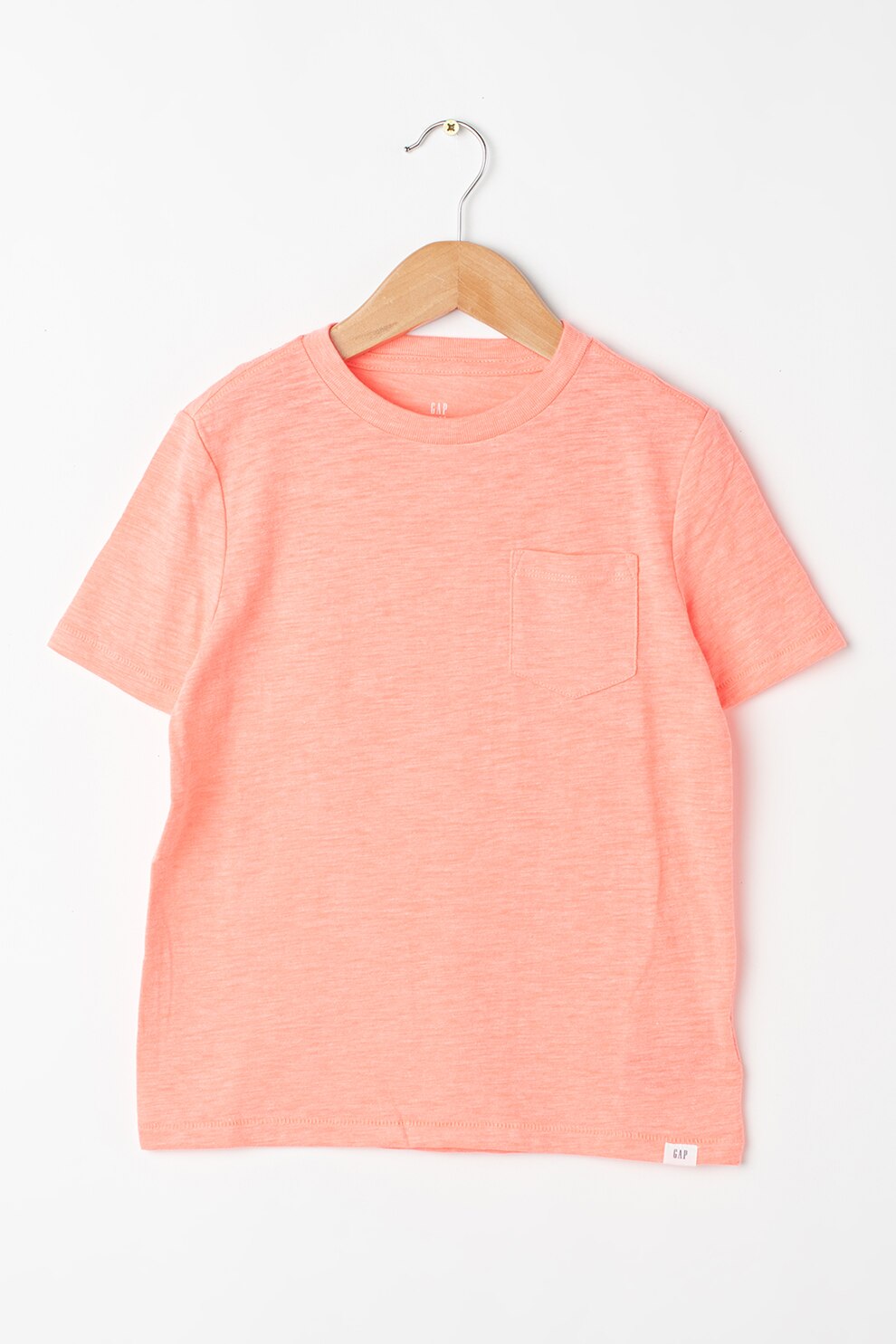 GAP, Tricou cu decolteu la baza gatului si buzunar pe piept, Roz somon