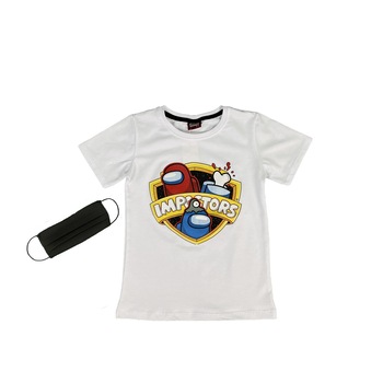 Tricou copii + masca, culoare alb, model Brawl Stars Impostors, Alb Tricou copii + masca, culoare alb, model Brawl Stars Impostors, Alb