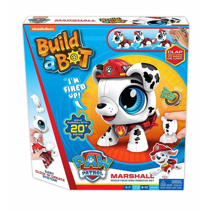 Jucarie Interactiva Paw Patrol Marshall Transformabila Build a Bot, + 3 ani